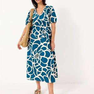 Remi Teal Blue Shibori Midi Dress